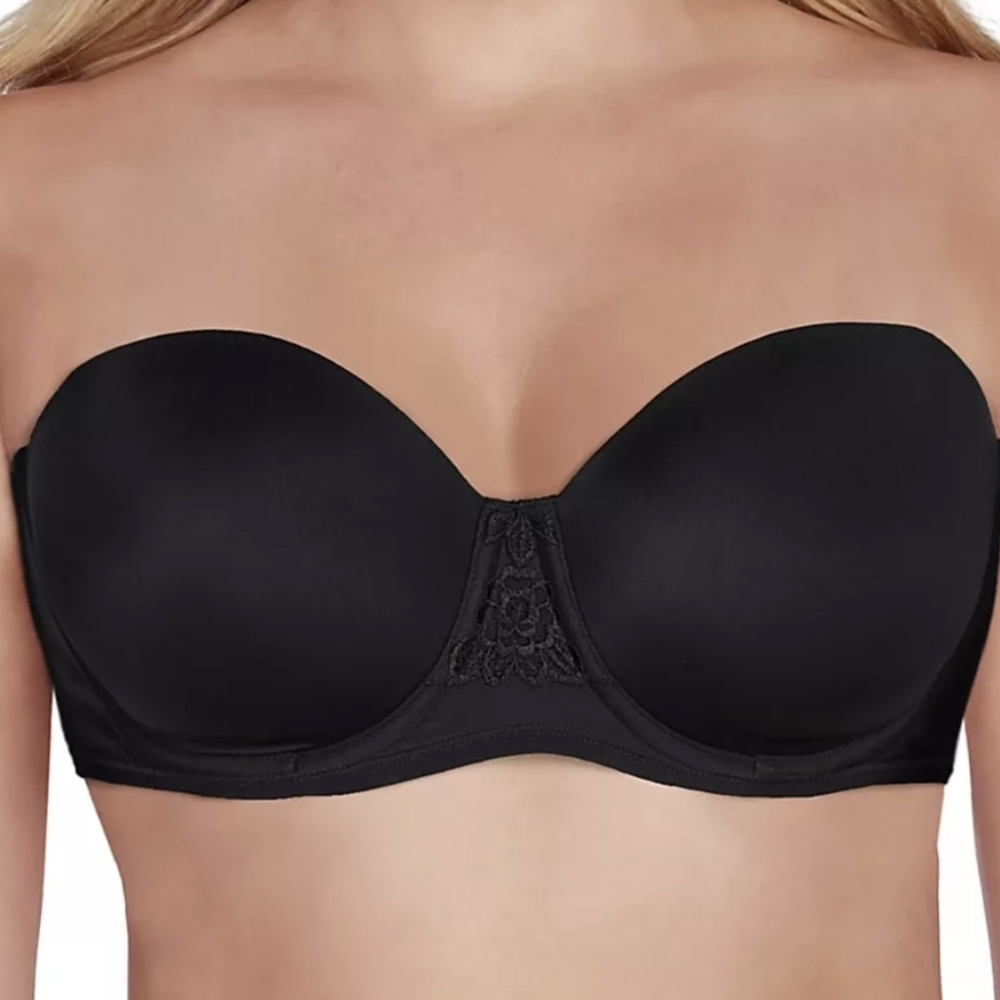 NEW / NWT Vanity Fair Beauty Back Black Strapless Bra Convertable Style 74380